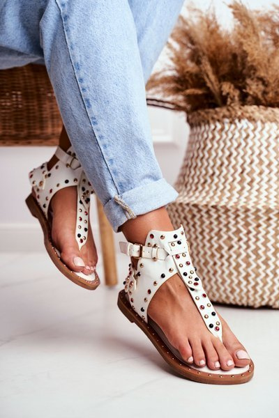Sandals Flip-flops With Rhinestones Lu Boo White