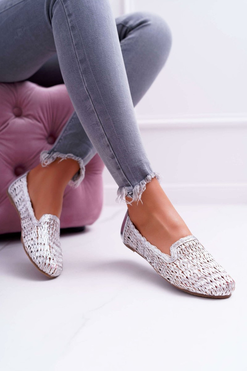 Lu Boo Women's Braided Ballerinas Silver 4Ever