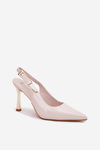 Lacquered Heels With Open Back And Pointed Toes Light Beige Rivori