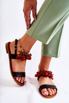 Fashionable Sandals With Beads Black Hally