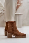 Women's Heeled Boots Insulated Eco Suede Khaki Arkesia