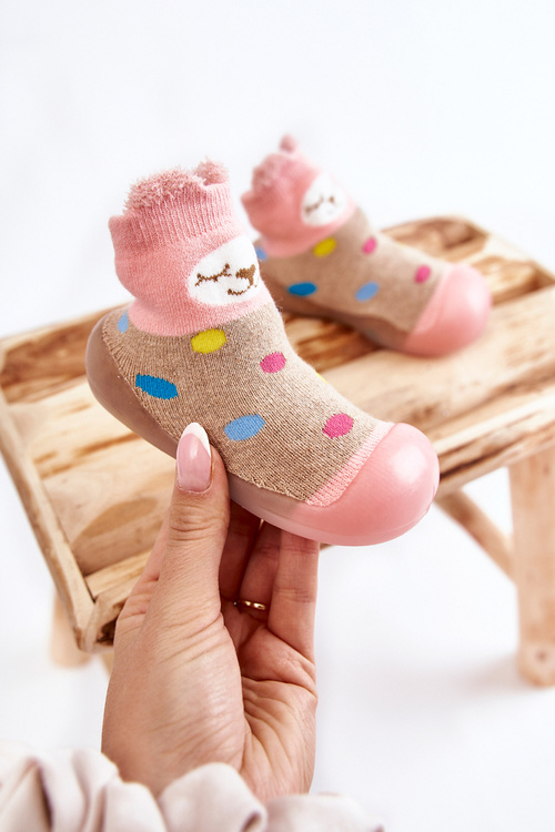 Papcie Niechodki Dziecięce Beżowo-Różowe Befado 002P019