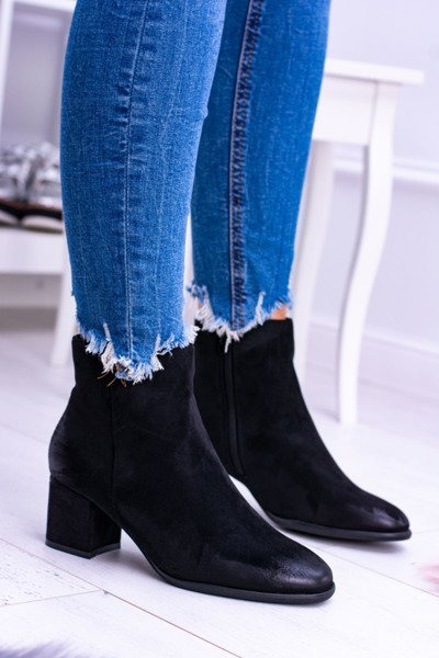 Women's Black Stiletto Boots Suede Ferimate