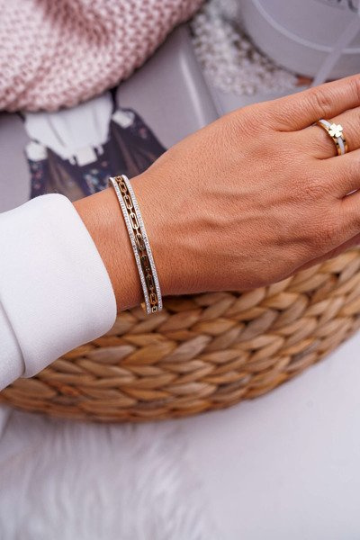 Women's Steel Bracelet With Zircons Gold Timeless