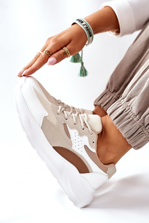 Damskie Sportowe Buty Sneakersy Beżowe Going