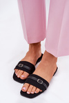 Flat Ladies Slippers With Strap And Buckle Black Zilina