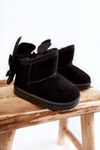 Girls' Warm Snow Boots With Bows Black Meriva