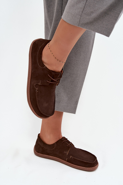 Women's Barefoot Type Shoes Made of Natural Suede Zazoo 327 Chocolate