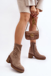 Women's Ankle Boots with Block Heel Beige Argastis