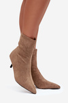 Insulated Women's Ankle Boots Heeled Eco Suede Beige Belisse