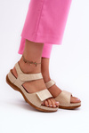 Comfortable Women's Sandals with Velcro Beige Iphiope