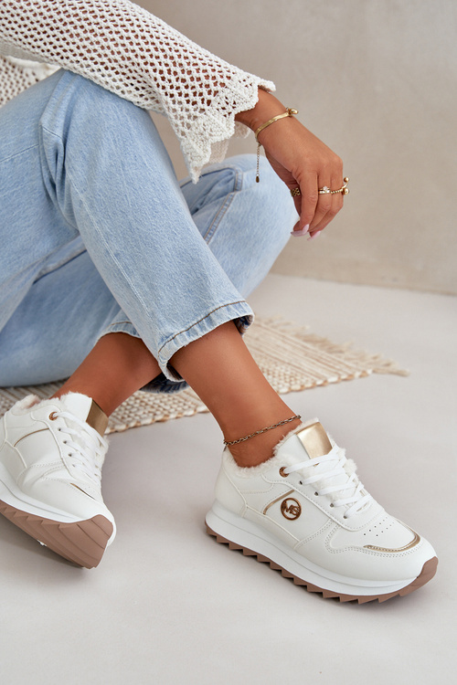 Damskie Ocieplane Futerkiem Na Platformie Białe Lerisas