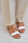 Block Heel Sandals White-Beige Afleeria