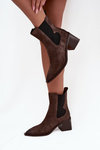 Leather Suede Women's Ankle Boots Heeled Lined Artiker 57C0047 Brown