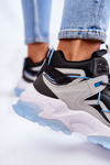 Buty Sportowe Damskie Masywna Platforma Czarno-Szare Big Star KK274386