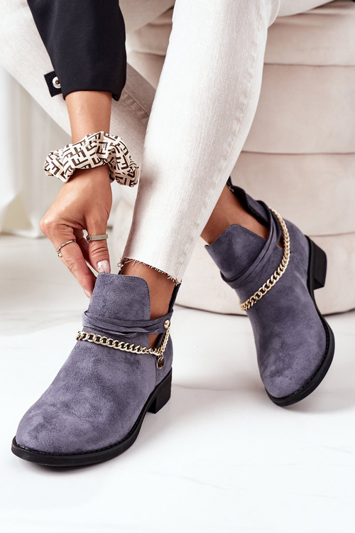 Suede Boots With A Chain Blue Elvira