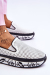 Women's Openwork Leather Sneakers Slip-On White Sorito
