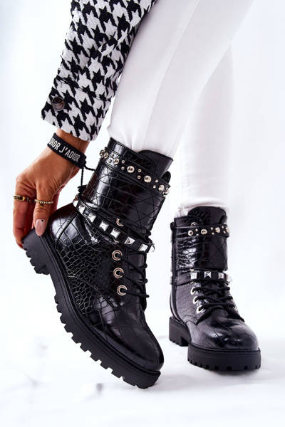 Warm-up Worker Boots With Studs Black Nephele