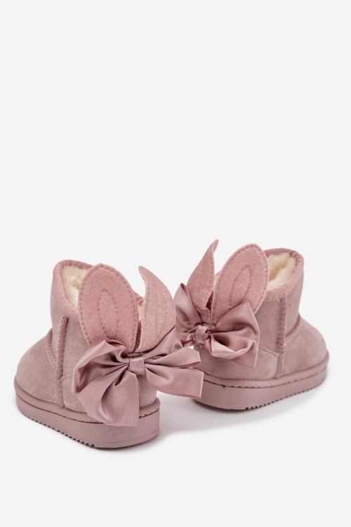 Girls Insulated Snow Boots With Bows Dirty Pink Meriva