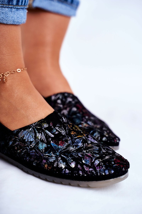 Baleriny Damskie Maciejka Skórzane Czarne 01930-70/00-0