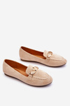 Suede Moccasins With Decorative Element Beige Reed