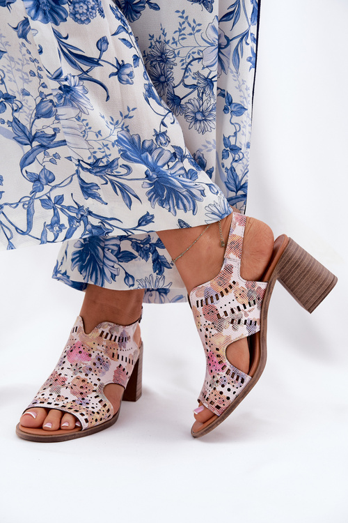 Cutout Women's Sandals On Heel Multicolor Tosine