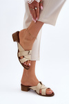 Zazoo 40236 Leather Women's Low Heel Sandals Beige