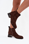 Ankle boots made of natural suede with leopard print D&A JC52-852 Brown