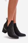 Embellished Women's Ankle Boots With Pointed Toes Black Fararia