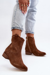 Suede Cowboy Ankle Boots With Low Heel Zazoo 3329 Brown