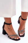 Shiny Heeled Sandals Black Enenor