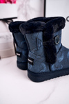 Children's Snow Boots With Fur And Button Navy Kawai