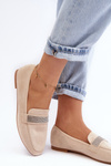 Women's Moccasins with Zircons Beige Ralrika