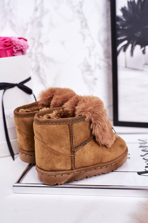 Children's Snow Boots Insulated With Fur Suede Camel Amelia