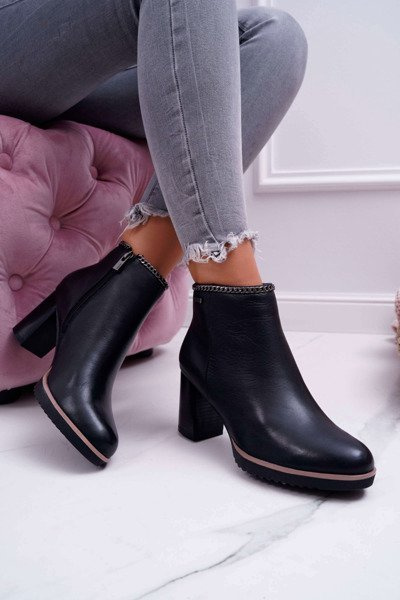 Women's Heeled Boots Leather Big Star Black BB274618