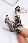 Women's Heeled Elegant Boots With Gold Sequins Harley