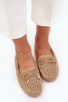 Ladies moccasins with perforated pattern and lacing Khaki Mirisa