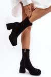 Women's ankle boots with chunky heel and platform black Adelles