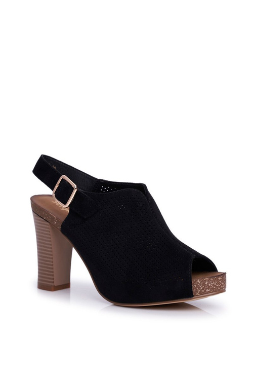 Openwork Stiletto Sandals Sergio Leone SK855 Black