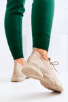 Sneakersy Buty Sportowe Skarpetkowe Ciemnobeżowe Nolene