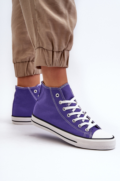 Trampki Klasyczne Wysokie Damskie Fioletowe Remos 845