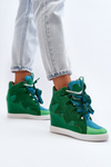 Women's Wedge Sneakers Green Leoppa