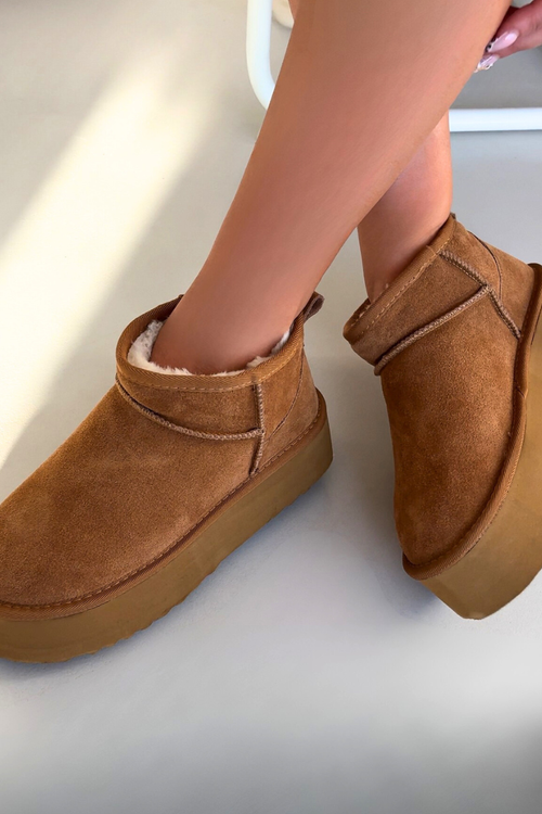 Damskie Śniegowce Z Zamszu Camel Mairene