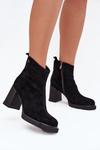 Suede Leather Women's Ankle Boots Vinceza 91142 Black