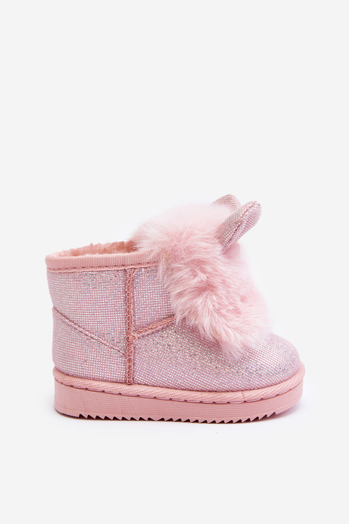 Children's snow boots with fur lining and ear details in light pink Betty
