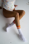 Women's High Striped Socks White-Orange