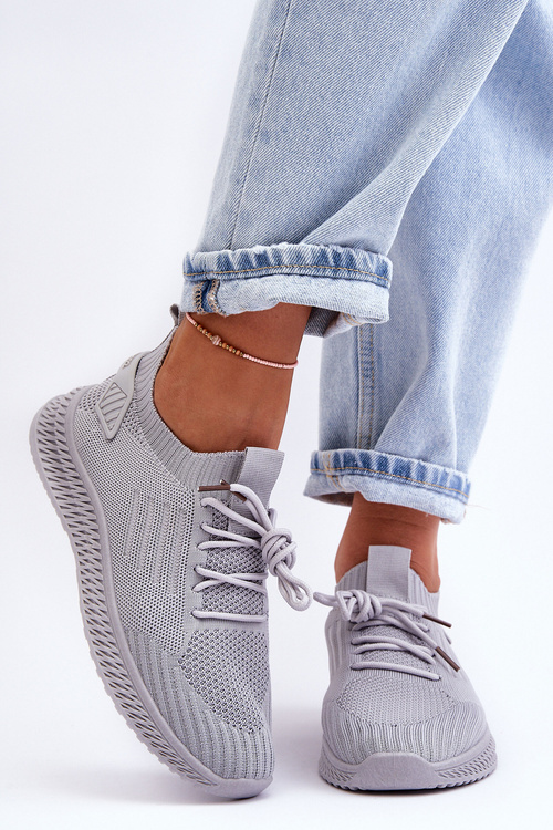 Women's Slip-On Fabric Sports Shoes Gray Zauna