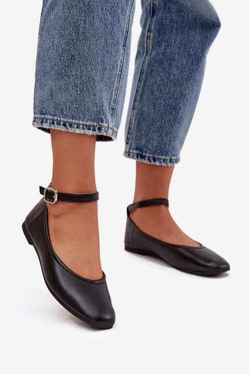 Women's Ballerinas With Strap And Clasp Black Janelor