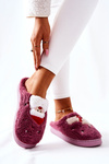 Christmas slippers Santa Claus and Reindeer purple