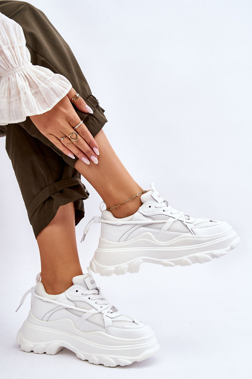 Buty Sportowe Masywna Platforma Białe GOE LL2N4029